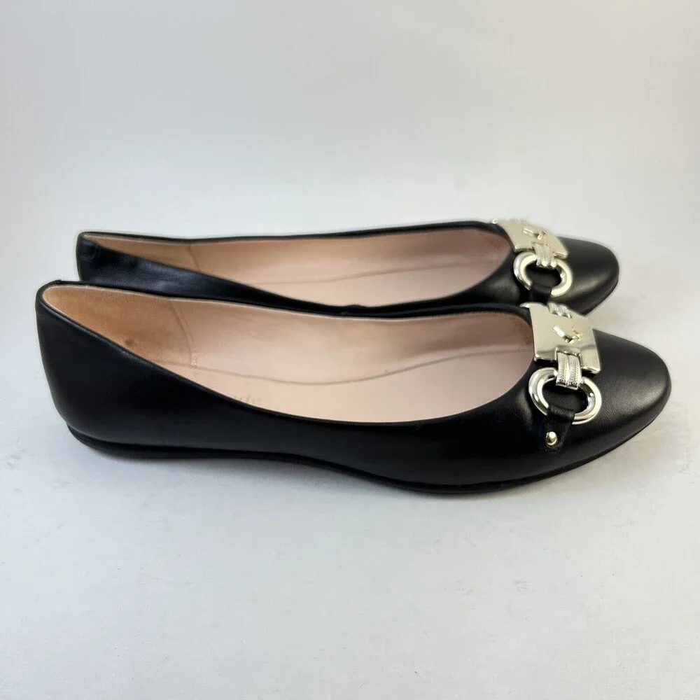 Kate Spade New York Black Leather Payton Flats Size 7.5